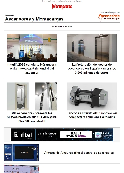 Newsletter Ascensores y Montacargas Newsletter Ascensores y Montacargas