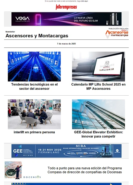 Newsletter Ascensores y Montacargas