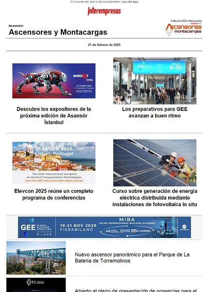 Newsletter Ascensores y Montacargas