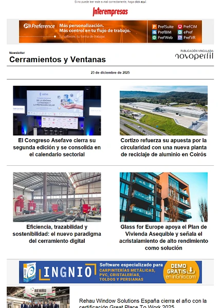 Newsletter Cerramientos y Ventanas