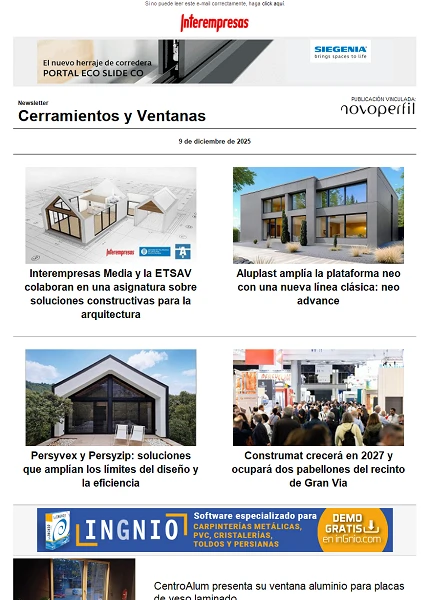 Newsletter Cerramientos y Ventanas Newsletter Cerramientos y Ventanas