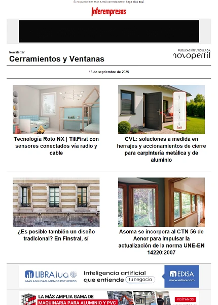 Newsletter Cerramientos y Ventanas