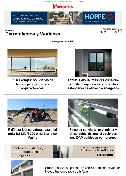Newsletter Cerramientos y Ventanas