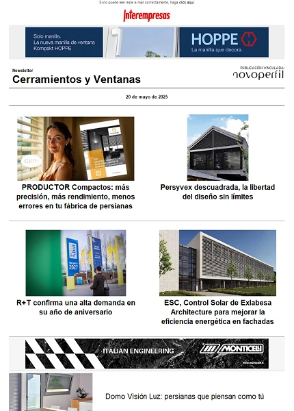 Newsletter Cerramientos y Ventanas