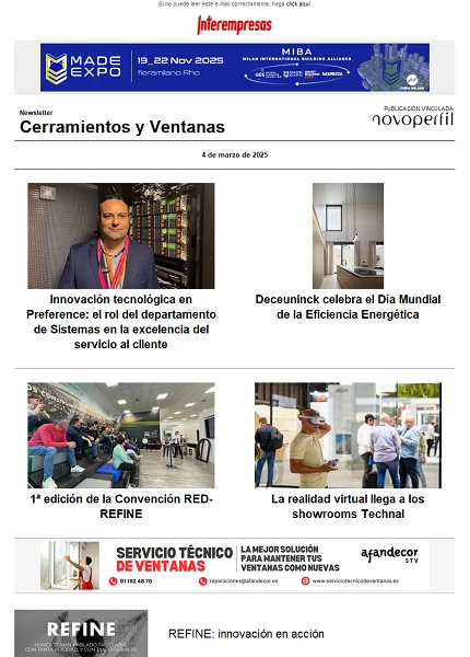 Newsletter Cerramientos y Ventanas