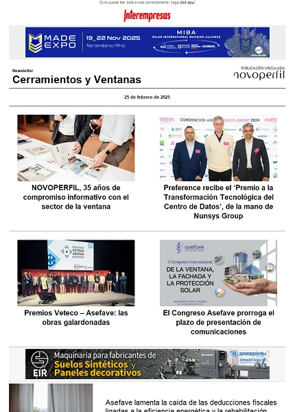 Newsletter Cerramientos y Ventanas