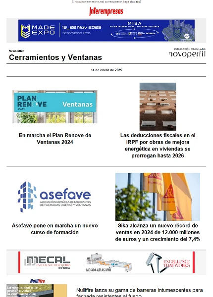 Newsletter Cerramientos y Ventanas