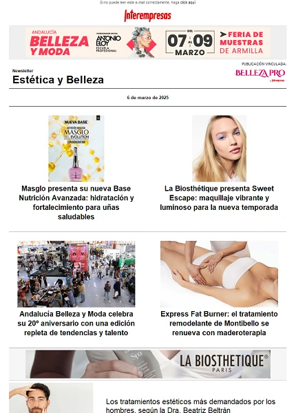 Newsletter Estética y Belleza