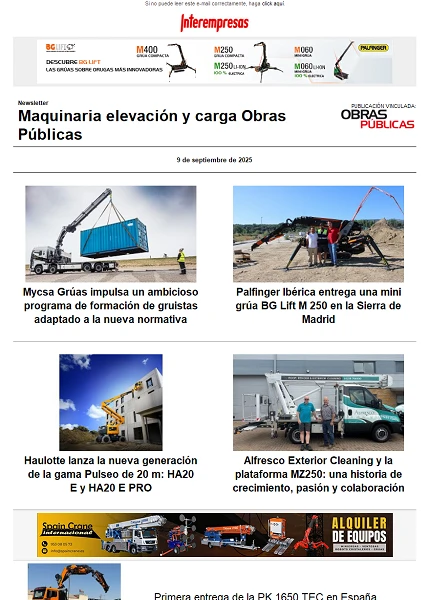 Newsletter Maquinaria elevación y carga Obras Públicas