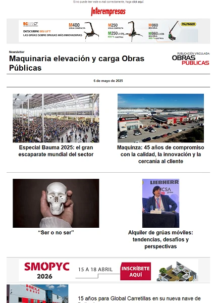 Newsletter Maquinaria elevación y carga Obras Públicas