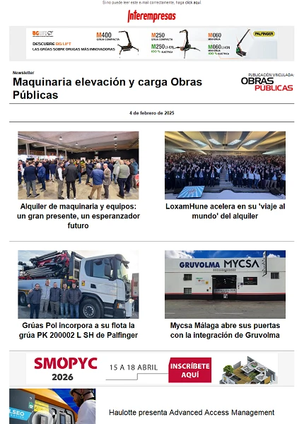 Newsletter Maquinaria elevación y carga Obras Públicas