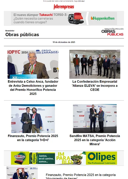 Newsletter Obras públicas Newsletter Obras públicas