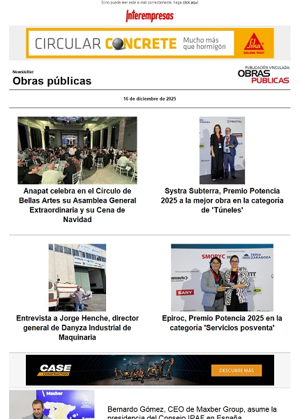 Newsletter Obras públicas Newsletter Obras públicas