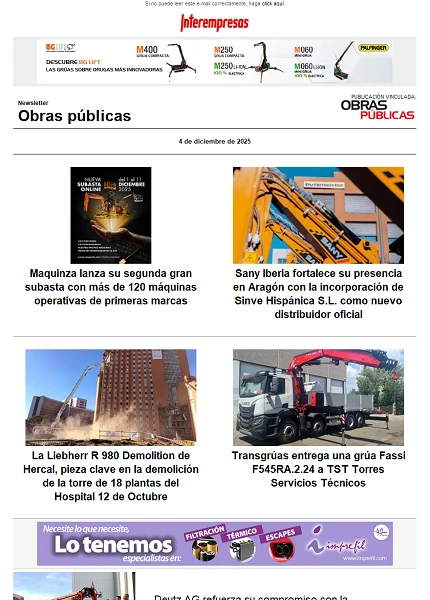 Newsletter Obras públicas