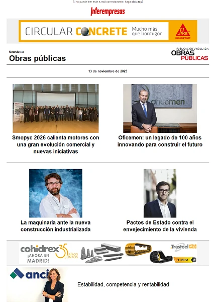Newsletter Obras públicas Newsletter Obras públicas