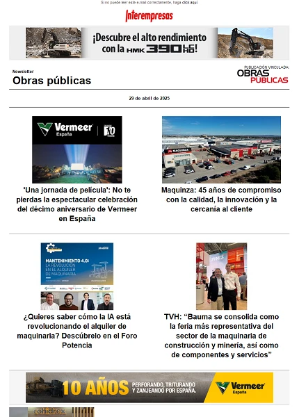 Newsletter Obras públicas