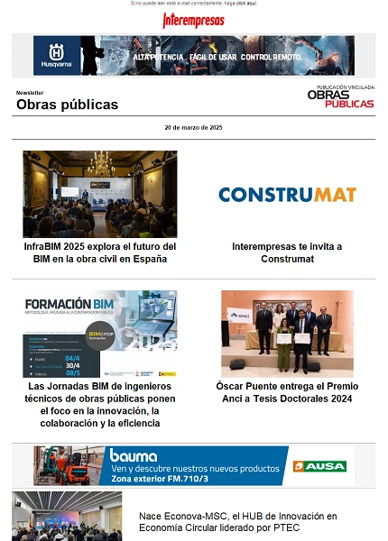 Newsletter Obras públicas