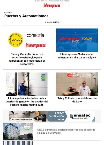 Newsletter Puertas y Automatismos