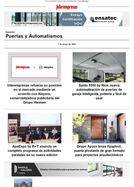 Newsletter Puertas y Automatismos