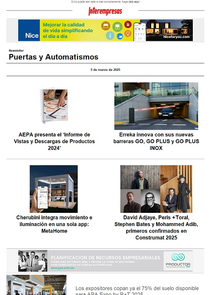 Newsletter Puertas y Automatismos