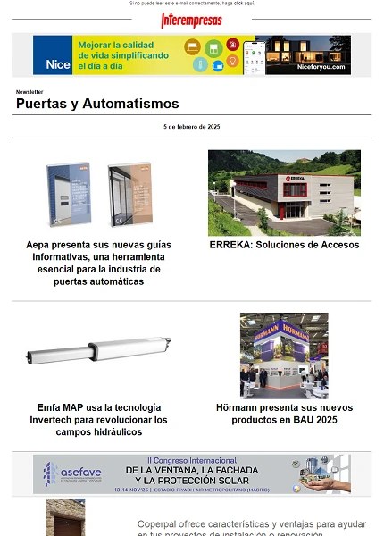 Newsletter Puertas y Automatismos