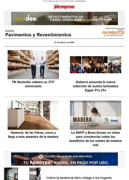 Newsletter Pavimentos y Revestimientos