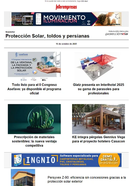 Newsletter Protección Solar, Toldos y Persianas Newsletter Protección Solar, Toldos y Persianas