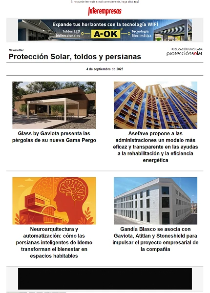 Newsletter Protección Solar, Toldos y Persianas