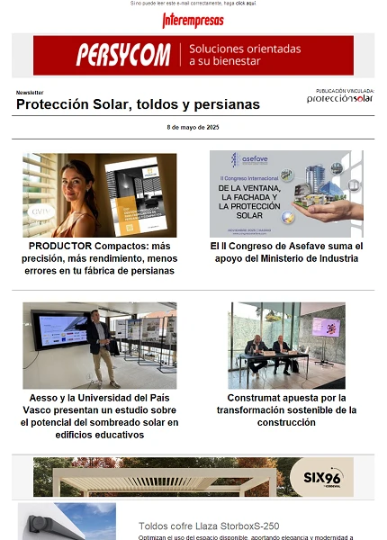 Newsletter Protección Solar, Toldos y Persianas