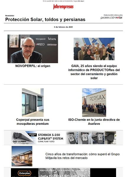 Newsletter Protección Solar, Toldos y Persianas