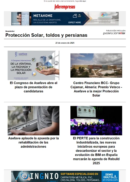 Newsletter Protección Solar, Toldos y Persianas