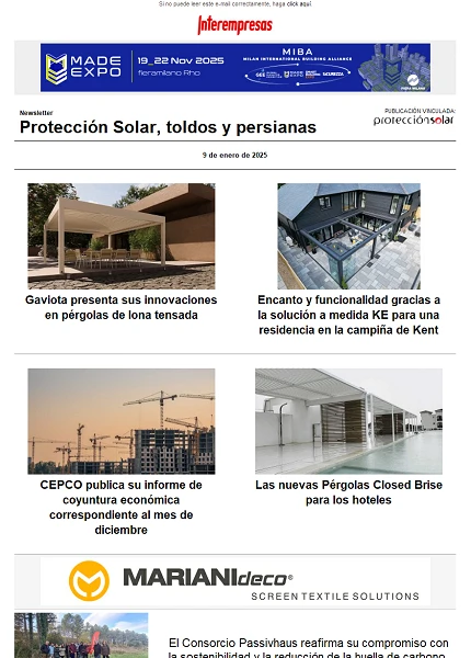 Newsletter Protección Solar, Toldos y Persianas