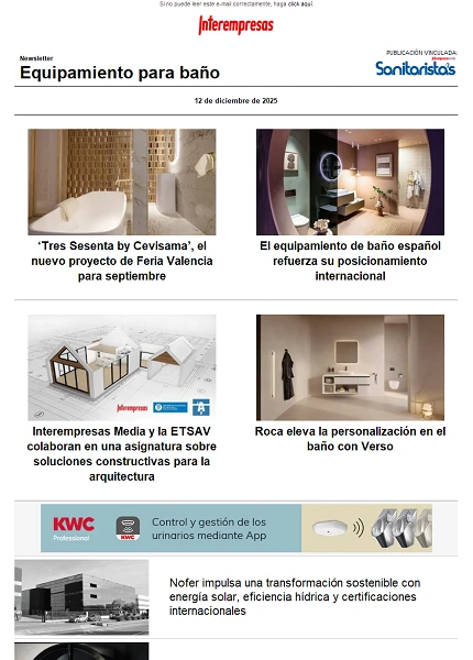 Newsletter Equipamiento para baño Newsletter Equipamiento para baño