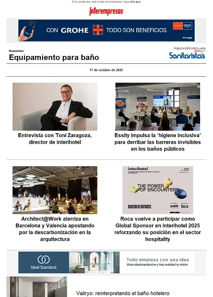 Newsletter Equipamiento para baño Newsletter Equipamiento para baño