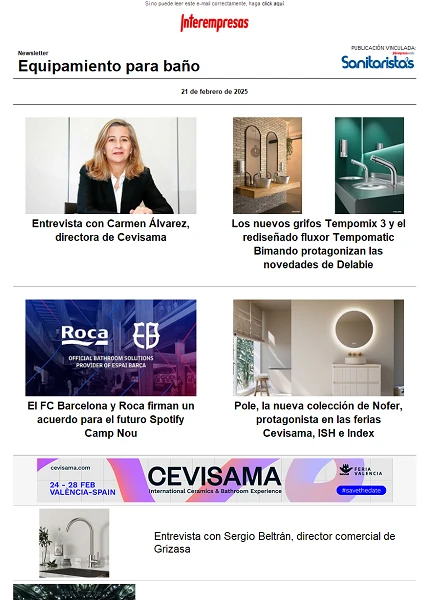 Newsletter Equipamiento para baño