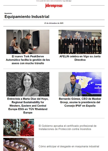 Newsletter Equipamiento industrial