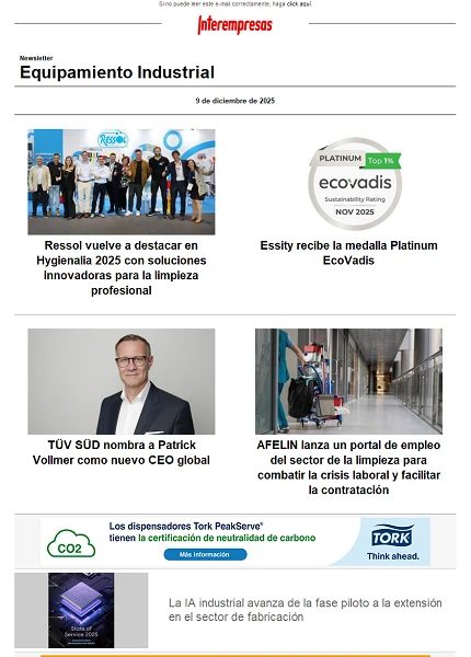Newsletter Equipamiento industrial Newsletter Equipamiento industrial