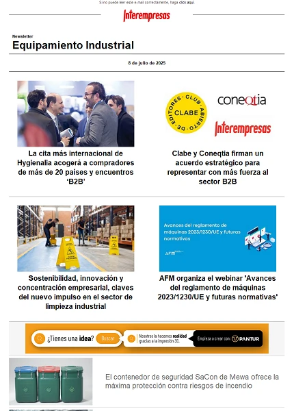 Newsletter Equipamiento industrial