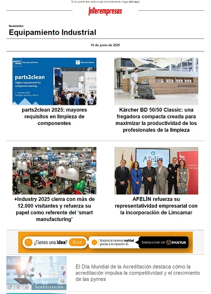 Newsletter Equipamiento industrial