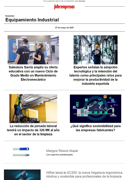 Newsletter Equipamiento industrial