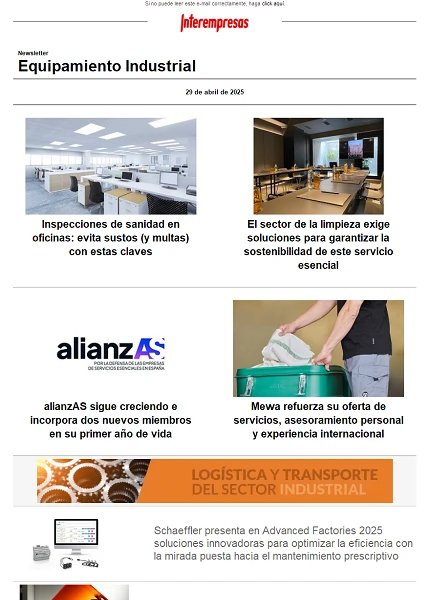 Newsletter Equipamiento industrial