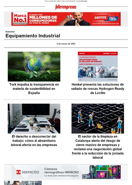 Newsletter Equipamiento industrial