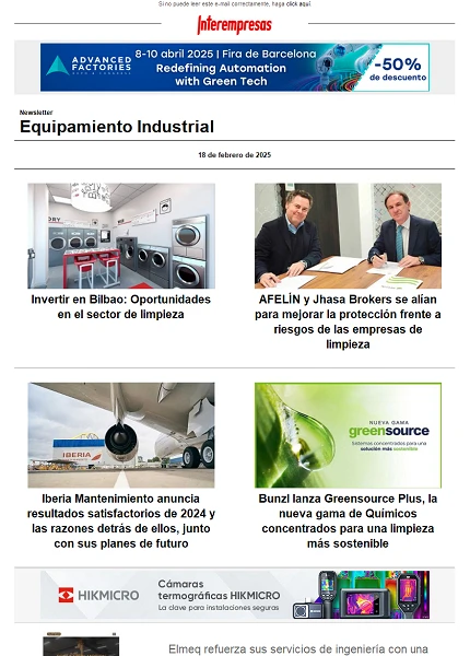 Newsletter Equipamiento industrial