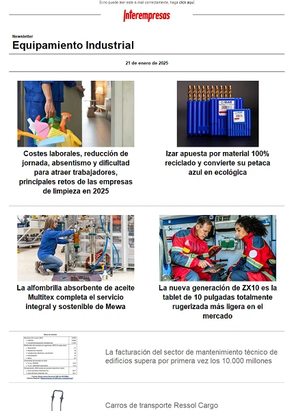 Newsletter Equipamiento industrial