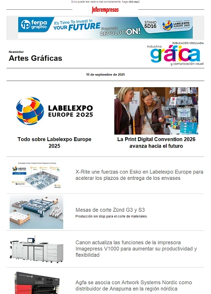 Newsletter Artes Gráficas