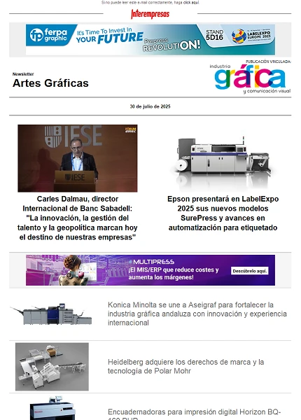 Newsletter Artes Gráficas