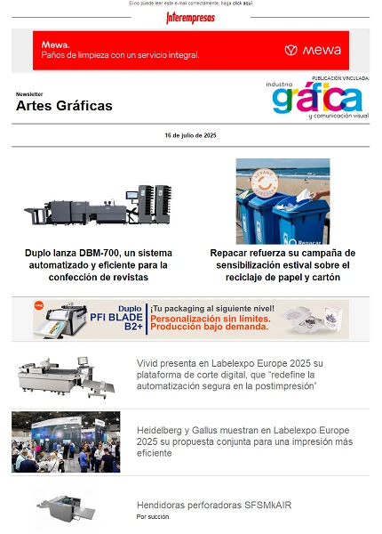 Newsletter Artes Gráficas
