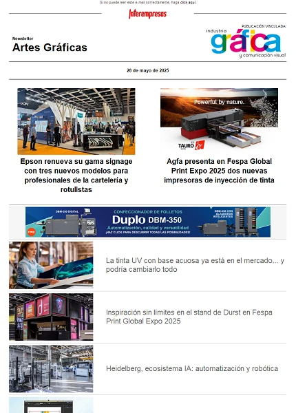 Newsletter Artes Gráficas