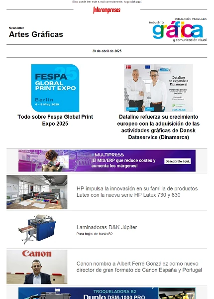 Newsletter Artes Gráficas