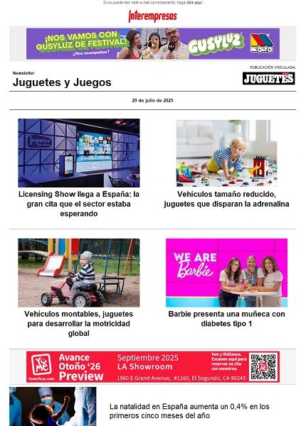 Newsletter de Juguetes y Juegos (JuguetesB2B)